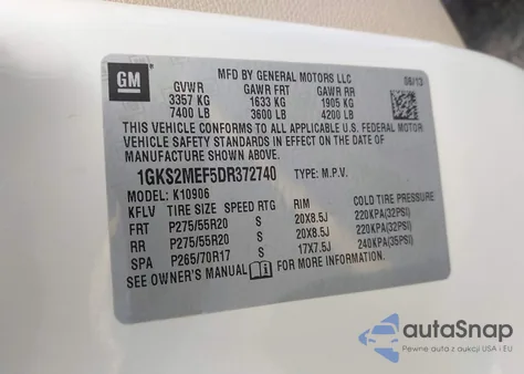 2013 GMC Yukon Xl 1500 Denali from USA, damaged, VIN 1GKS2MEF5DR372740